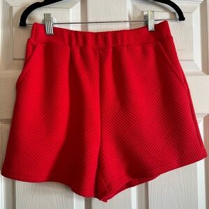 Entro Red High Waist Knit Shorts